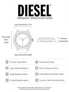 Diesel DZ9050 Men's Gift Watch, Multi-Time Zone Function, 3BAR Water Resistant Fashion Watch - Silver - View 6