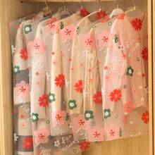 1pc Hanging Garment Dust Cover Bag, EVA Waterproof & Moisture-Proof Clothing Storage Organizer Bag, Middle Zipper Design Semi-Transparent Printed Suit Dress Coat Protector, Suitable For Home Wardrobe - View 2