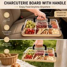 REXMOLI Plastic Handheld Multi-Purpose Serving Tray With Transparent Lid - Upgraded PP Material, Lightweight, Durable And Easy To Clean, 5 Compartment Charcuterie Board - Snack Tray - Portable Meal Tray, Reusable Snack Tray, Suitable For Storing Cheese, Fruit, Crackers, Appetizers, Parties, Picnics, Kitchen And Holiday Gatherings, Christmas Gift Party Carry Tableware - View 3