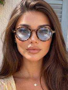 1 Pair Women's Round Retro Fashion Glasses For Street Style, Vacation And Personalized Outfit - Multicolor - View 1