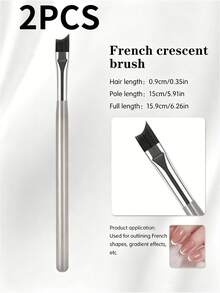 2/1pc French Manicure Brush Set, Angled Crescent Flat Head Brush, Crescent-Shaped Precision Nail Art Tool, Suitable For French Manicure, Gel Nail Polish Ombre, Outlining And Detail Painting, Fine Line Nail Brush For Precise Lines And Delicate Details - Multicolor - View 9