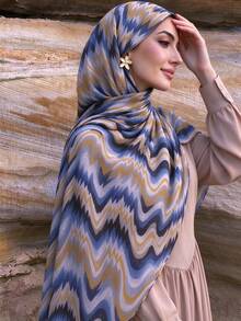 1pc Women Solid Color Crinkled Everyday Hijab, Opaque Headscarf For Dress - Multicolor - View 12