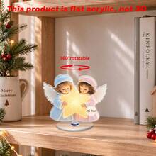 1/3pcs Acrylic Angel Rotating Ornament With Christmas Tree And Glowing Star Design, Suitable For Home, Office, Indoor Or Outdoor Use, Children's Room Decor, Christmas Decoration, 2D - Rotating Ornament - View 9