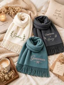 Personalized Scarf, Customized Name Women's Scarf, Large Winter Scarf, Personalized Shawl, Gift For Her Mom - Multicolor - View 4