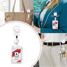 1 Set Black Ditsy Floral ID Badge Holder, Cute ID Card Lanyard And Detachable Neck Strap, Retractable Keychain, Heavy Duty Badge Reel With Quick Release Clip For Nurses, Teachers, Students, Doctors, Interns, Gift - Cute Style - View 10