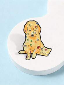 1 Pc Fresh Style Golden Retriever Enamel Pin, Colorful Doodle Cute Dog Shape Brooch, Creative Decorative Badge For Jackets, Backpacks And Garment - Multicolor - View 9