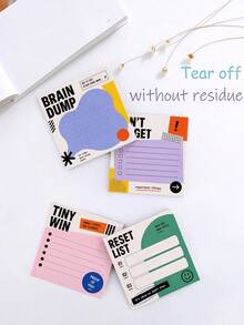 4 Packs Total 200 Sheets Efficient Sticky Notes 75x75mm (3x3 Inch) Brainstorming "Don't Forget" "Small Achievement" "Reset" Checklist Memo Pads Self-Adhesive Reminder Notes Suitable For Office, School, Work, Desk - one-size - View 9