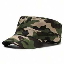 1pc Men's Camouflage Flat Top Baseball Cap, Adjustable Sun Protection Casual Hat, Suitable For Spring/Autumn Outdoor Travel, Beach, Party - Multicolor - View 5