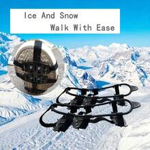 2 Pairs 24-Tooth Anti-Slip Ice Crampons - Stainless Steel Ice Shoe Covers, Suitable For Hiking, Climbing And Hunting - Black - View 3
