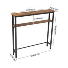 LIVINGANDHOME 1/2 Tiers Wood-Grain Narrow Console Table,Slim Table,Home Storage Shelf Rack Organizer,Space Saving Storage Shelf For Entryway/Hallway/Living Room/Kitchen/Bathroom - Brown + Black - View 14