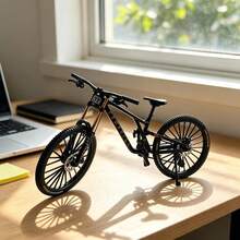 1pc New Alloy Bicycle Model, Realistic Mountain Bike, Downhill Bike, Road Bike, Cycling Decor, Gift, Party Favor, Birthday Present, Easter Small Gift - Black - View 4