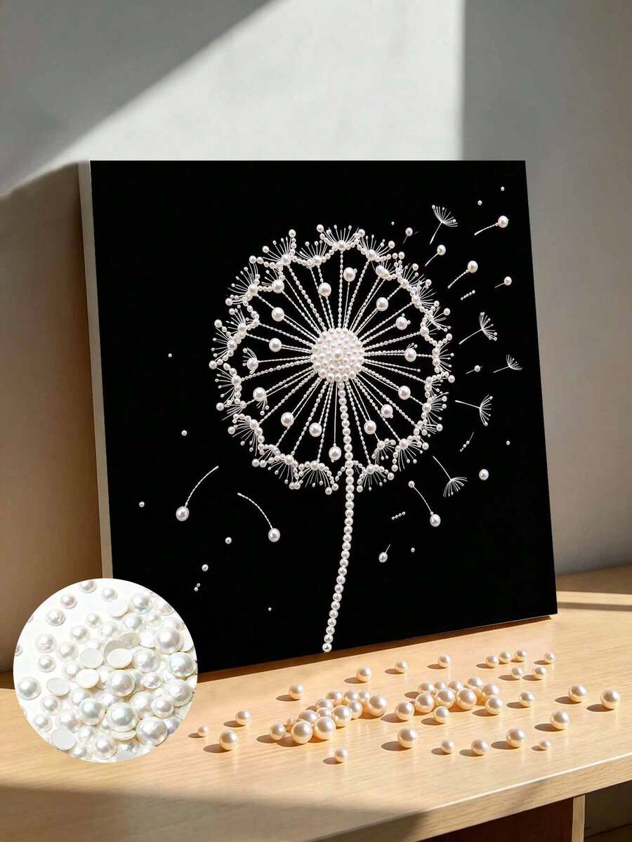 Handmade Pearl Painting Set, Pearl Dandelion Pattern Design, Full Set Of Hand Tools, Wall Decoration, Holiday Gifts. - A - View 1