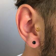 1pc ASTM F136 Titanium 16G Gothic Vortex Snake Flat Back Stud Earring Cartilage Piercing Ear Conch Nose Piercing Medusa Body Jewelry - Coiled Snake - View 6