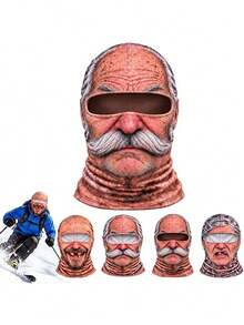 1pc Realistic Old Man Face Mask, 3D Printed Full Head Cover, Funny Cosplay Headpiece, Suitable For Halloween Party And Outdoor Activities - Multicolor - View 3