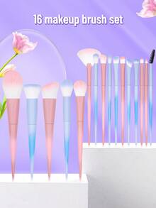 SEPROFE Professional 16Pcs Colorful Makeup Brush Set, Super Soft Powder Brush, Foundation Brush, Eyeshadow Brush, Premium Texture Handle, Gradient Cute Colors, Full Facial And Eye Makeup Tools For Daily Use - Multicolor - View 2