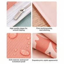 1pc Hanging Garment Dust Cover Bag, EVA Waterproof & Moisture-Proof Clothing Storage Organizer Bag, Middle Zipper Design Semi-Transparent Printed Suit Dress Coat Protector, Suitable For Home Wardrobe - View 7