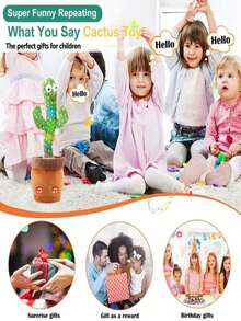 1 buah Kaktus Menari, Bunga Ajaib, Rekaman Berulang, Boneka Bercahaya, Boneka Plush Kreatif dengan Tubuh yang Dapat Diputar, Bernyanyi, Mainan Lelucon Penghilang Stres untuk Remaja - MultiWarna - View 6