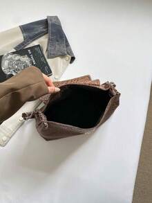 春季新款鏈條托特包，百搭大容量單肩斜挎包，翻蓋腋下法棍包，女款通勤包 - 棕色 - 查看 4
