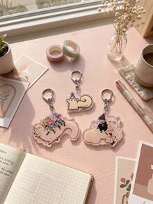 1pc/3pcs Witch Hat Atelier Acrylic Keychain, Square Pendant, Lightweight Backpack Key Charm, Fantasy Art Style Key Accessory, Suitable For Manga Fans, Teenagers Collection And Gifts - Multicolor - View 2