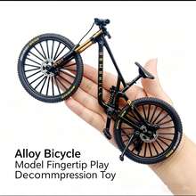 1pc New Alloy Bicycle Model, Realistic Mountain Bike, Downhill Bike, Road Bike, Cycling Decor, Gift, Party Favor, Birthday Present, Easter Small Gift - Black - View 7