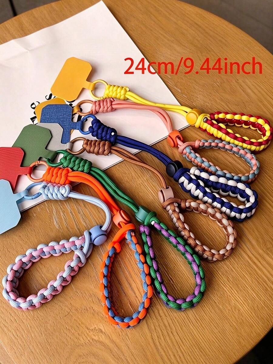 Handwoven Phone Wrist Strap, Adjustable Paracord Phone Lanyard With Phone Patch, Anti-Lost Short Wristlet For Outdoor - Multicolor - View 1