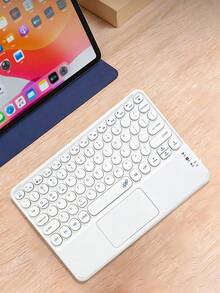 AKKHOO Round Key Touch Wireless Keyboard, Magnetic Magic Control Portable Wireless Keyboard, Suitable For Tablet Computer Smartphone Wireless Office Keyboard - White - View 11