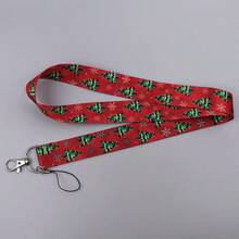 Red Christmas Tree Snowflake Pattern Lanyard Card Holder, Durable Neck Strap With ID Holder, Portable Name Tag Holder, Christmas Holiday Present - Multicolor - View 8