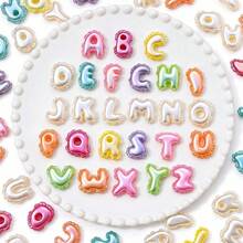 10/30/50pcs 1.4-2.6cm Acrylic Pearl Letter Beads, A-Z Alphabet Spacer Beads With Hole,For Jewelry Making, DIY Bracelets, Necklaces, Keychains & Crafts - Letter - View 1
