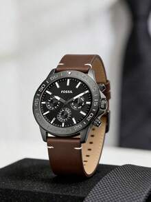 Fossil Men's Quartz Leather Stainless Steel Three-Hand Watch Stainless Steel Case/Glass Mirror BQ2708/BQ2709 - Brown - View 4