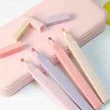 6/12pcs Morandi Aesthetic Square Highlighter Pens, Soft Tip Beveled Markers, Pastel Fluorescent Pens, No Bleed, Quick Drying, Suitable For Journaling And Note-Taking - Multicolor - View 3
