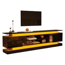180 * 35 * 60 Cm TV Cabinet / Elegant, Simple TV Stand / With 2 Acrylic Doors / Multi-Part Storage System / Adjustable Shelves / Suitable For The Living Room - Black - View 8