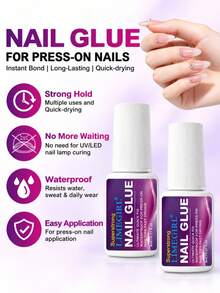 LIMEGIRL Super Strong Nail Glue For Press On Nails, 3PCS 8ml Fast Drying Nail Tip Glue, Waterproof & Long Lasting Adhesive For Fake Nails - 3PCS Nail Glue Set - View 3