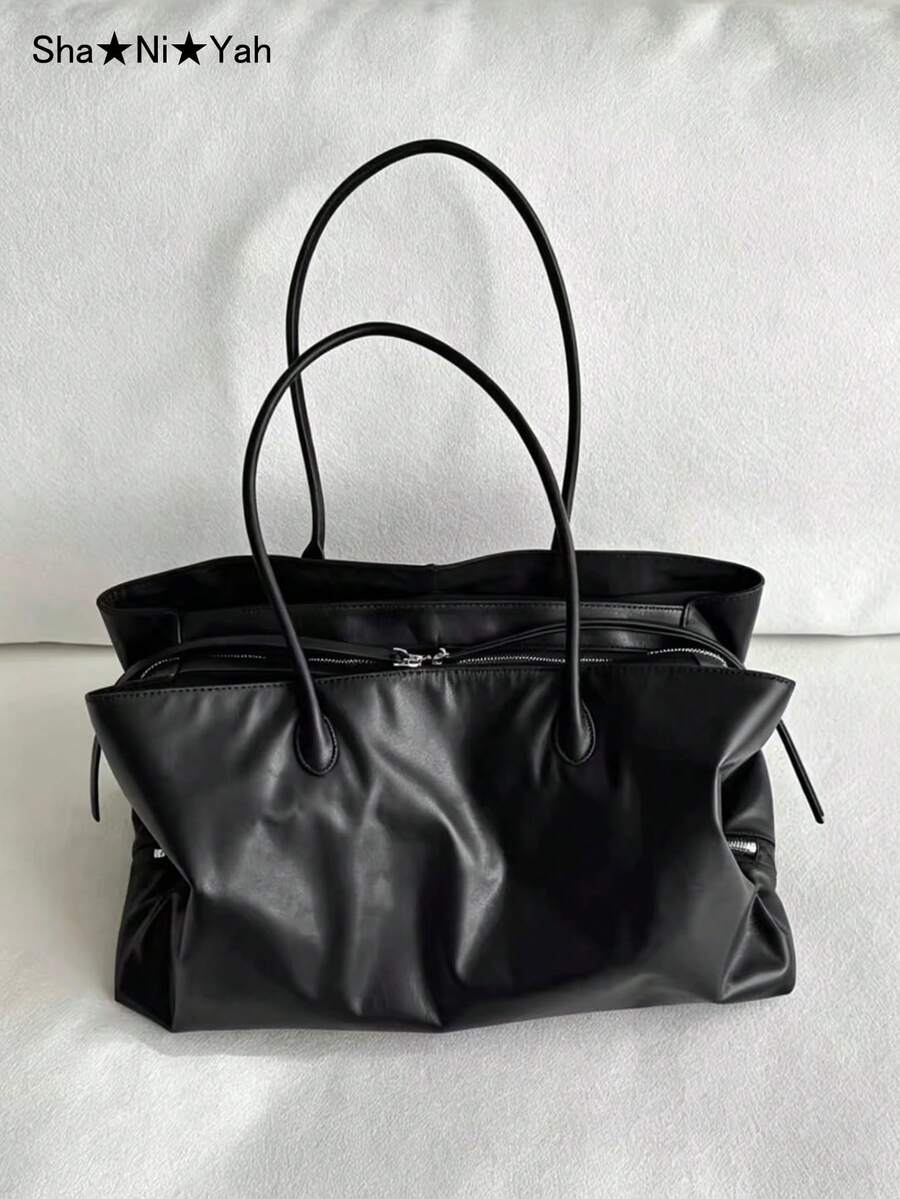 2026 New Korean Style High-End Large Capacity Women's Shoulder Tote Bag, Fashionable Multi-Compartment Minimalist Versatile Commuter Handbag Briefcase