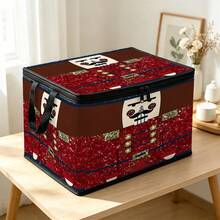 1pc 2D Foldable Zipper Storage Bag, Christmas Theme Nutcracker Soldier Pattern Print, Thickened Large Capacity Organizer With Reinforced Handle, Suitable For Clothing, Bedding, Cosmetics, Wardrobe, Under Bed Storage, Car Trunk, Office Moving - View 4