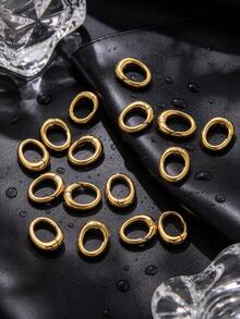 1/2pcs Stainless Steel Gold Plated Oval Spring Gate Ring, Open Jump Ring Connector Clasp For DIY Necklace Bracelet Jewelry Making - Button - View 2
