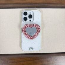 Autumn/Winter Vintage Mirror Heart-Shaped Magnetic Phone Stand, Sexy Leopard Print Heart-Shaped Telescopic Phone Stand, Suitable For Phone Desktop Stand, Holiday Phone Decoration Accessory - Multicolor - View 13
