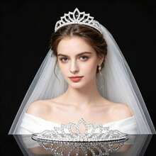 1pc Minimalist Fashion Girl Princess Crown Birthday Gift Party Hair Accessory - Silver - View 1