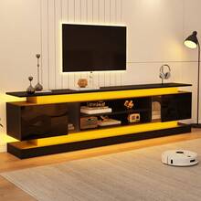 180 * 35 * 60 Cm TV Cabinet / Elegant, Simple TV Stand / With 2 Acrylic Doors / Multi-Part Storage System / Adjustable Shelves / Suitable For The Living Room - Black - View 1