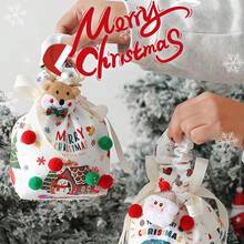 1pc Christmas Eve Apple Gift Bag, Gift Bag,Handheld Candy Gift Bag,Drawstring Gift Bag,Snack Bag - Multicolor - View 4