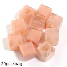 20pcs/Pack Acrylic Dual-Color Glazed Large Hole Square Beads, Chinese Style Dual-Color Square Perforated Beads, DIY Beaded Phone Chain Keychain Accessories Spacer Beads, Jewelry Making Accessories - Square Beads - View 20