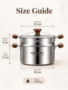 Nồi hấp inox 316L 2 lớp hấp và nấu kèm nắp kính, dùng được cho bếp ga và bếp từ, nồi chiên xào hầm nấu canh rau cho nhà bếp gia đình - Xem 11