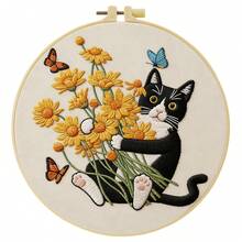 15*15cm/5.9*5.9in 20*20cm/7.9*7.9in,Happy Cats Embroidery Kit, DIY Handmade Embroidery Set For Adult Beginners, Home Gift, Women's Sewing Gift, Including User Manual, Printed Pattern Fabric, Embroidery Frame, Needle And Thread. - Happy Cats - View 13