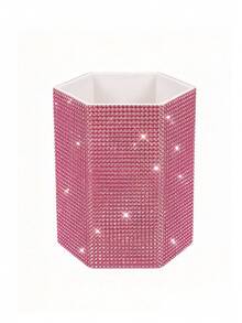 Luxury Rhinestone Makeup Brush Holder Pen Storage Box, Hexagonal Rhinestone Desktop Creative Storage Box, Sparkling Makeup Tool Storage Box, Large Capacity Multi-Functional Storage Cylinder, Fashionable Desktop Storage, Can Store Lipstick, Eyebrow Pencil, Nail Art Tools, Makeup Brushes, Stationery Pencils And Various Makeup Tools, Suitable For Bedroom Vanity, Bathroom, Makeup Room Desktop, Office And Dormitory Decoration, Home Decor Item - Multicolor - View 13