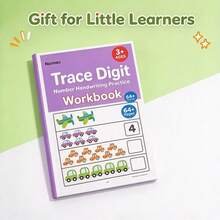 1pc Children's Preschool Math Activity Workbook, Number Writing And Counting Practice Pages, Cute Cartoon Patterns To Attract Kids, Suitable As Holiday And Birthday Gift For Toddlers - Multicolor - View 1