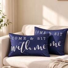 2pcs Home Decor Throw Pillow Covers, Sofa Lumbar Pillow Covers, Without Pillow Insert, Suitable For Bedroom, Living Room, Rattan Chair - Blue - View 8