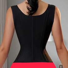 Women's Plus Size Tummy Control Waist Cincher, Adjustable Shoulder Strap Body Shaper Corset - Black - View 5