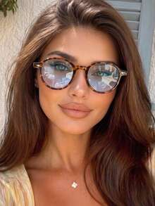 1 Pair Women's Round Retro Fashion Glasses For Street Style, Vacation And Personalized Outfit - Multicolor - View 2