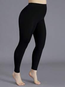 A Pair Of Women's Oversized Nine-Inch Fleece Pants With Thick And Warm Autumn And Winter Tight-Fitting Leggings And Pantyhose - Black - View 4