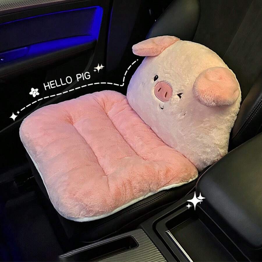 1pc Cute Pet One-Piece Car Seat Cushion, Fun Animal Shaped Seat And Backrest Integrated Pad, Comfortable Lumbar Support For Long Sitting, Car Interior Accessory For Women - A - View 1