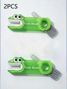 3PCS/2PCS/2026 New Multifunctional 3-In-1 Cup Lid Brush, 1-Second Disassembly, Spiral Dense Bristles, Deep Cleaning Tea Stains And Milk Residue, Comes With Dust-Proof Storage Case, Portable For Travel, Cartoon Crocodile Design, Beautiful And Practical, Mini Compact Space-Saving, Fully Detachable Design For Quick Rinsing And Drying, No Mold, Multi-Purpose Cleaning Tool For Baby Bottles/Straw Cups/Insulated Cups, Gap Cleaning Brush In Purple/Green/Yellow - A - View 9